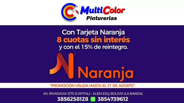 ¿Querés pintar tu casa? Multicolor te ofrece 8 cuotas sin interés y 15% de reintegro con Tarjeta Naranja